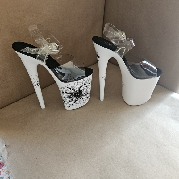 Pleaser Black and White Spider Web Heels - Picture 4 of 7
